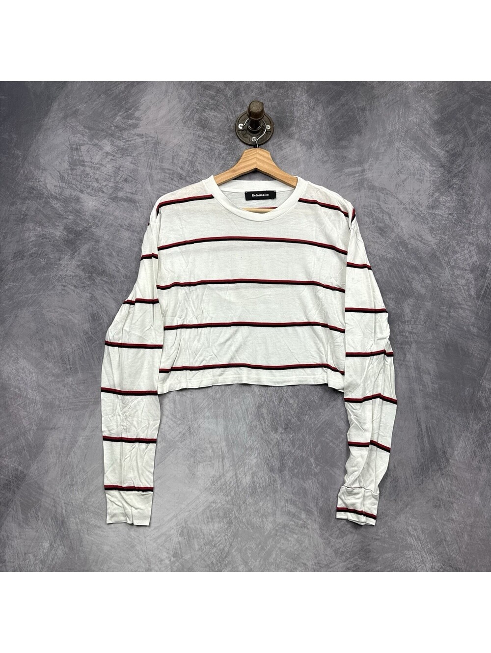 REFORMATION Striped Crop Top Long Sleeve tee Size L